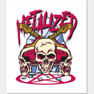 Metalized - Skully and guitarrs Heavy Metal Design Posters and Art